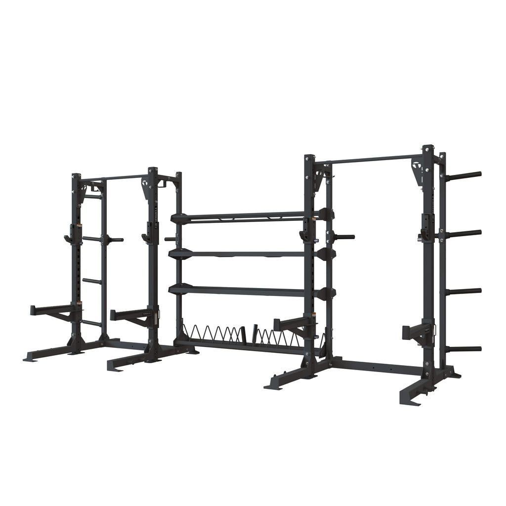 7 FT (2.1M) TR1 Double Half Rack with Storage – Torque Fitness - Commercial